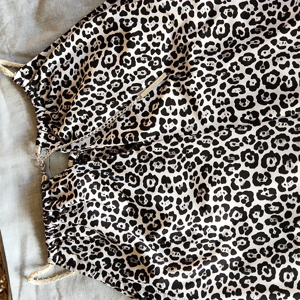 Michael Kors gray and black leopard print tank top womans size large - Picture 6 of 13